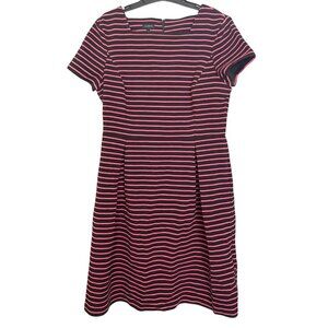 TALBOTS Pink Black Dress A‎ Line Fit and Flare Size 12 Knee Length Midi Dress